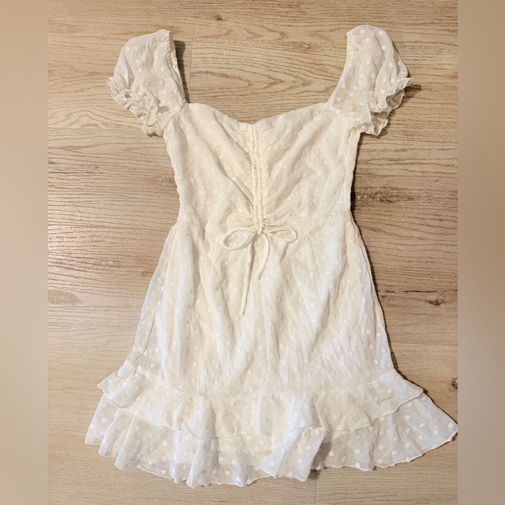 Princess Polly White Swiss Dot Puff Sleeve Mini Dress - Picture 5 of 8